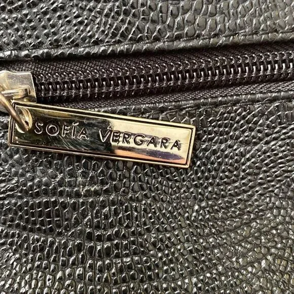 Sofia Vergara Black Faux Leather Shoulder Bag - Picture 2 of 6